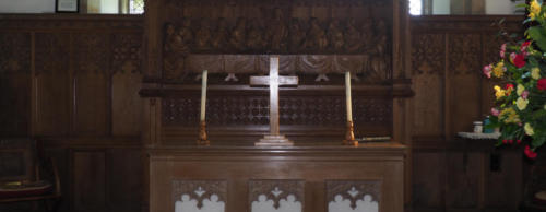 Cross and Candles on the Altar at St Nicholas